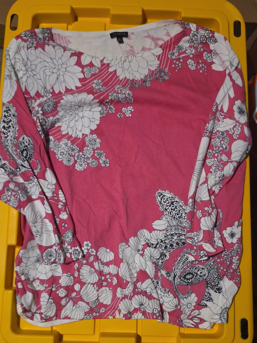Talbots Pink & White Floral-Paisley Long Sleeve Tee